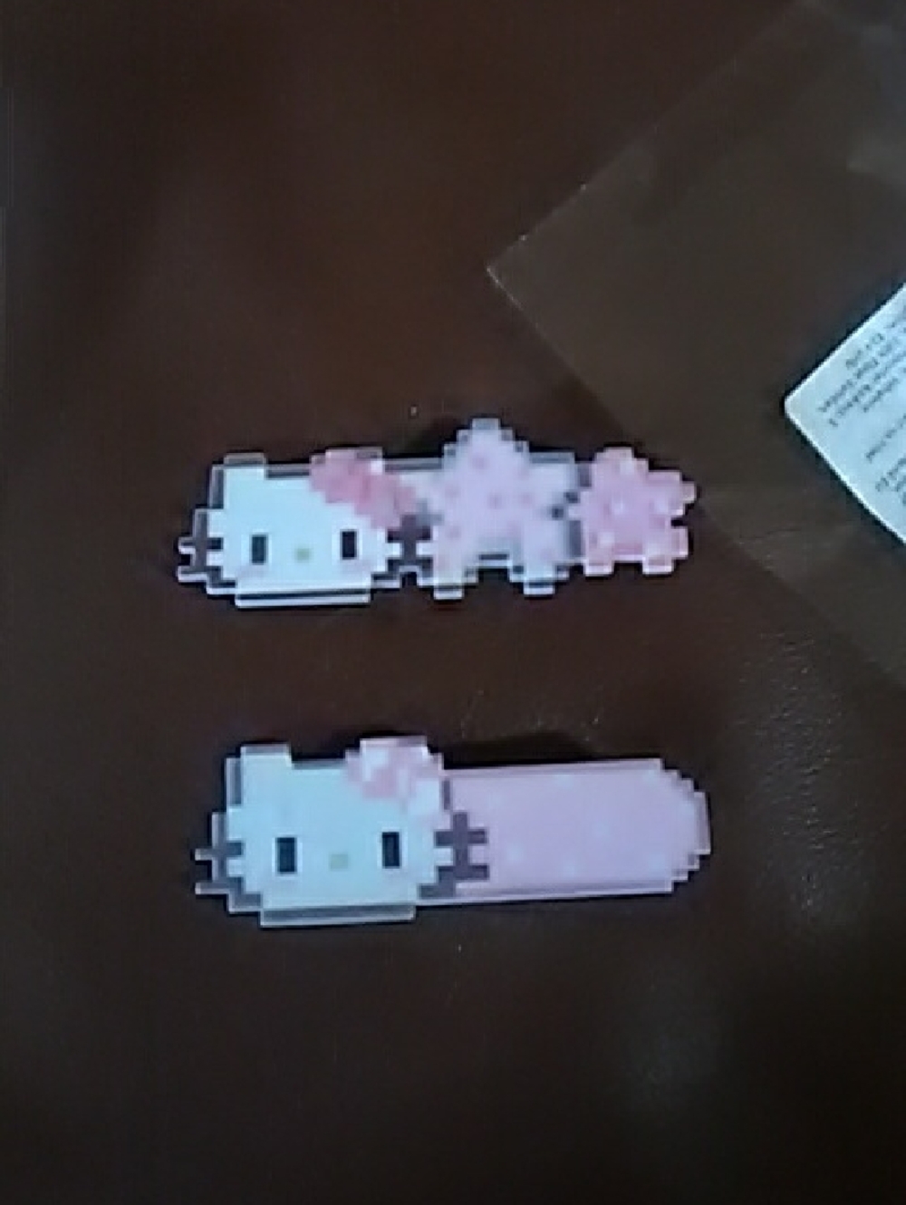 💲1⃣▶▶Cute Pixel Hello Kitty Hair Clips - Pink & White